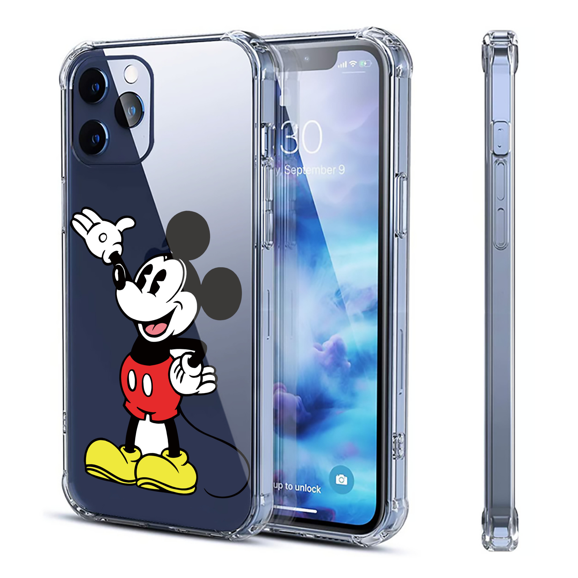 （画像用） ミッキーマウス Mickey Mouse 【iPhone 12シリーズ対応】透明スマホケース（クリアソフトケース）